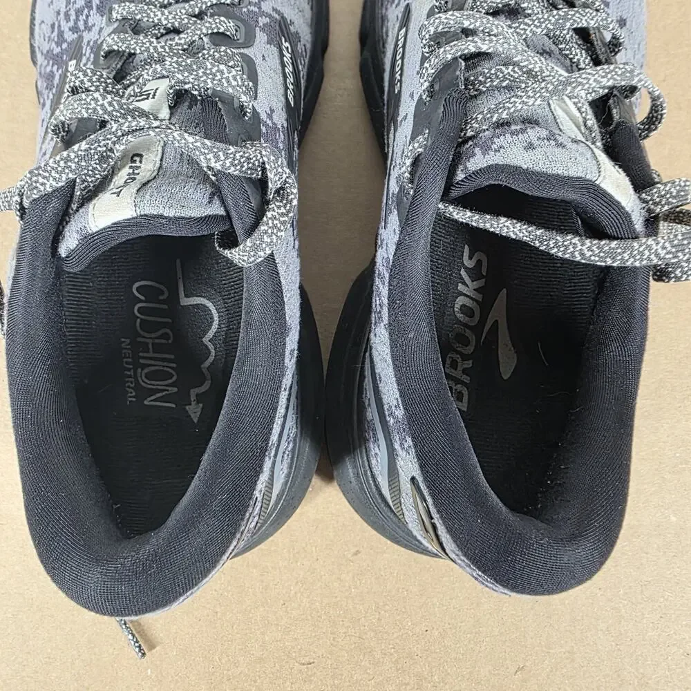 Brooks Ghost 15 Womens Black Gray Camo Size 6 Athletic Running Shoes 1203801B054